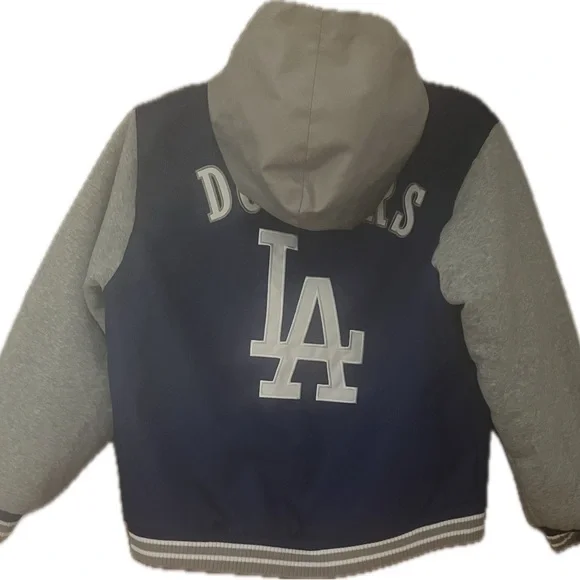 WORLD SERIES CHAMPS 🏆 NWOT LOS ANGELES DODGERS BLUE REVERSIBLE HOODED JACKET - Picture 8 of 12